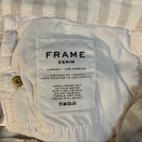 Frame Striped Tan/White Jean Shorts Size 26 Waist - Picture 5 of 8